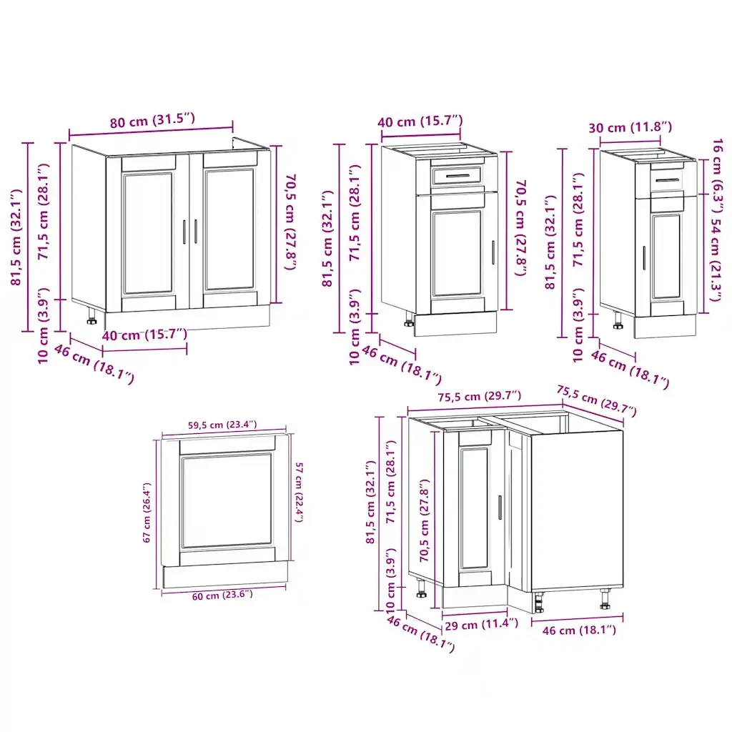 Set Mobili da Cucina 11 pz Porto Bianchi Legno Multistrato - Image 10