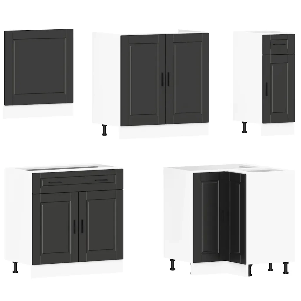Set Mobili da Cucina 11 pz Porto Neri Legno Multistrato 3314932 - Image 4