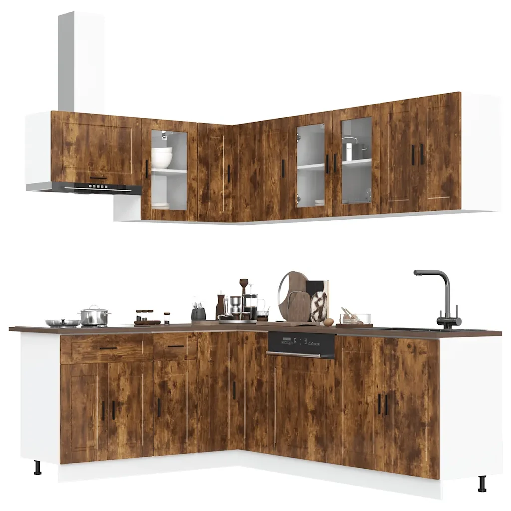 Set Mobili da Cucina 11 pz Porto Rovere Fumo in Truciolato 3314906