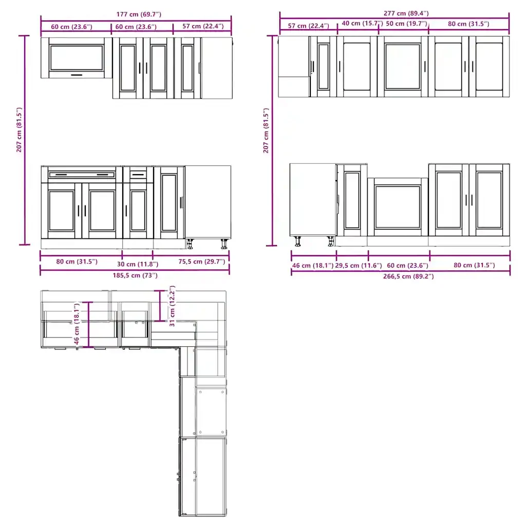 Set Mobili da Cucina 11 pz Porto Rovere Fumo in Truciolato 3314936 - Image 8