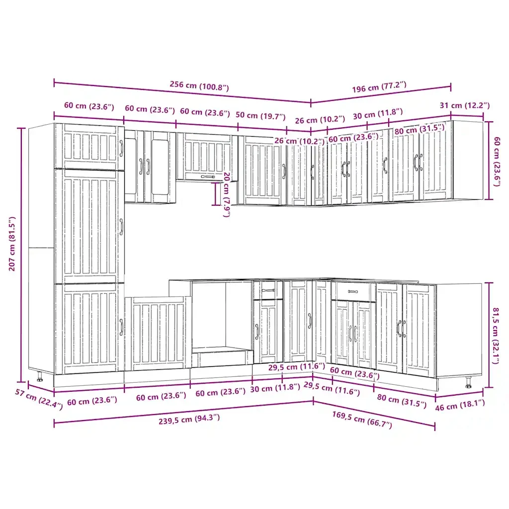 Set Mobili da Cucina 14 pz Lucca Bianchi Legno Multistrato 3314981 - Image 8