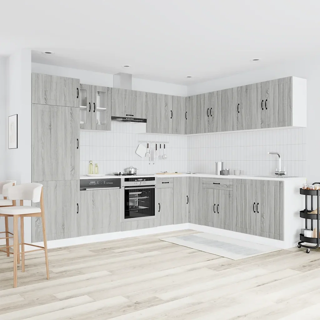 Set Mobili da Cucina 14 pz Lucca Grigio Sonoma in Truciolato 3314987 - Image 3