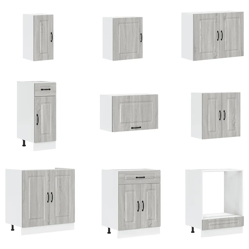 Set Mobili da Cucina 14 pz Lucca Grigio Sonoma in Truciolato 3314987 - Image 4