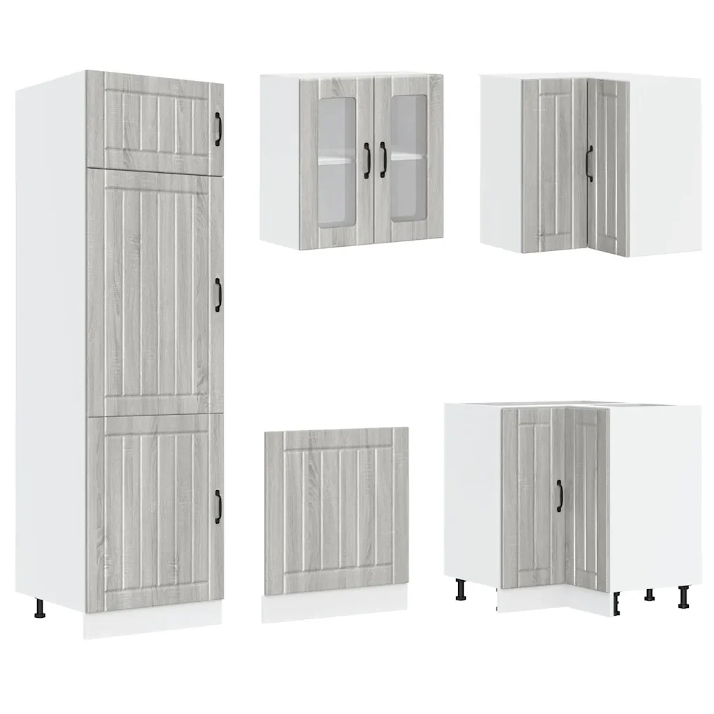 Set Mobili da Cucina 14 pz Lucca Grigio Sonoma in Truciolato 3314987 - Image 5
