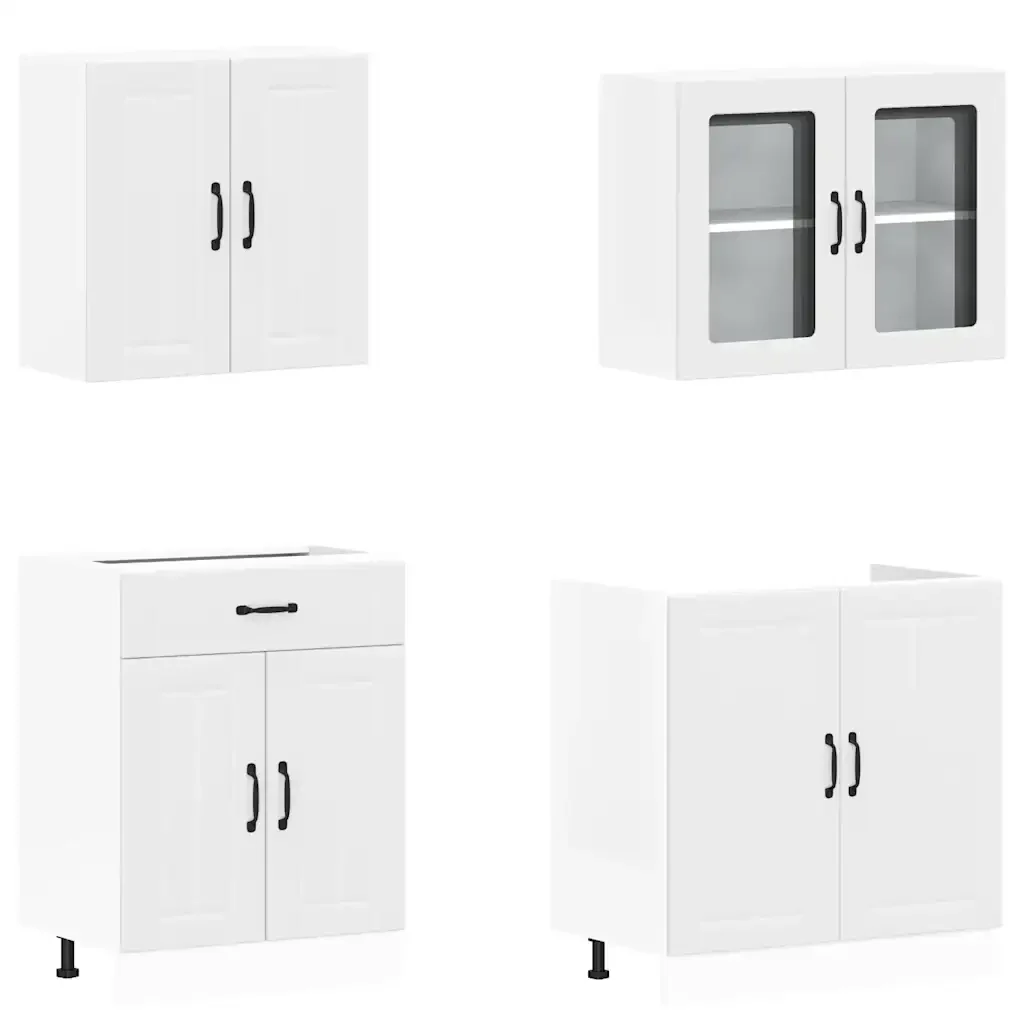 Set Mobili da Cucina 4 pz Lucca Bianchi Legno Multistrato 3314861 - Image 4