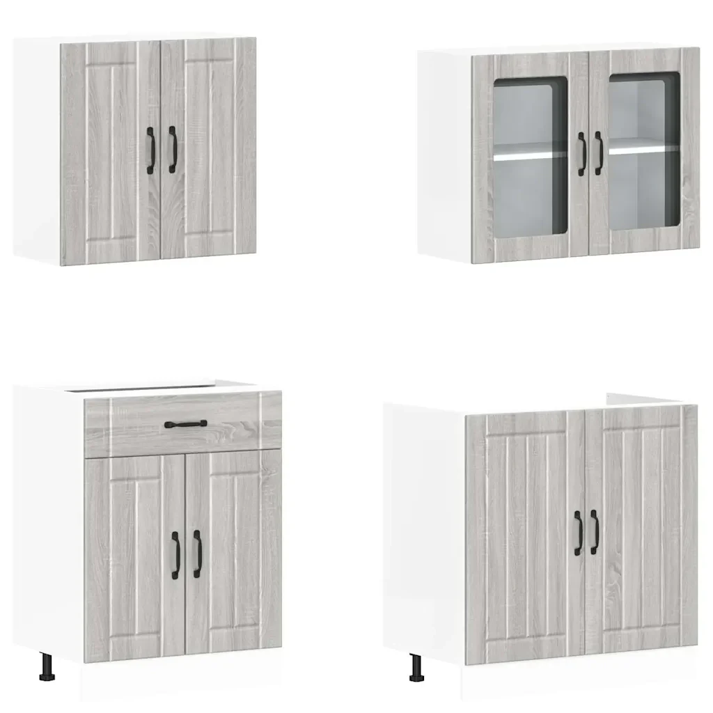 Set Mobili da Cucina 4 pz Lucca Grigio Sonoma in Truciolato 3314867 - Image 4