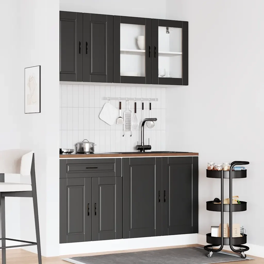 Set Mobili da Cucina 4 pz Porto Neri Legno Multistrato 3314872 - Image 3