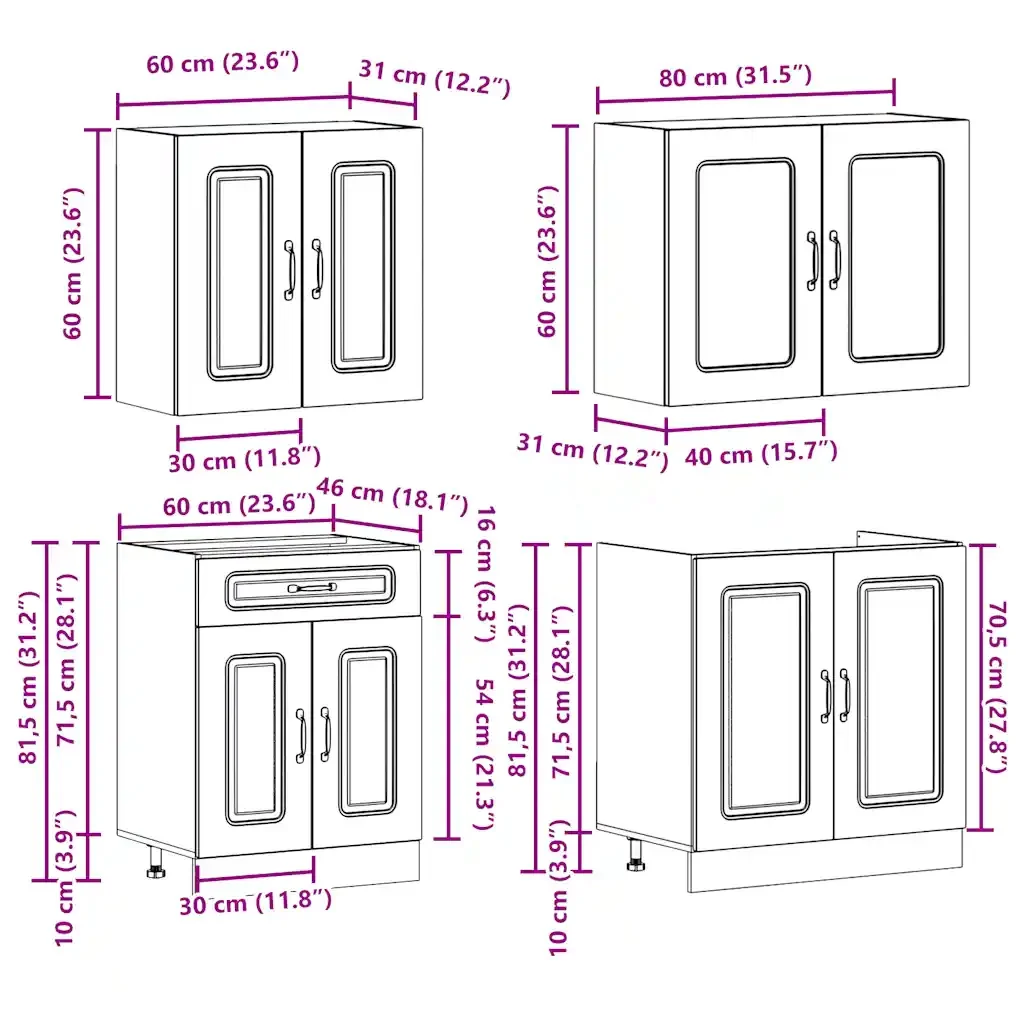 Set Mobili da Cucina 4 pz Kalmar Rovere Marrone in Truciolato 3314858 - Image 8