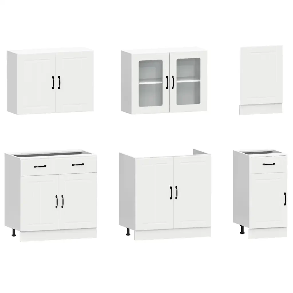 Set Mobili da Cucina 7 pz Kalmar Bianco Legno Multistrato 3314741 - Image 4