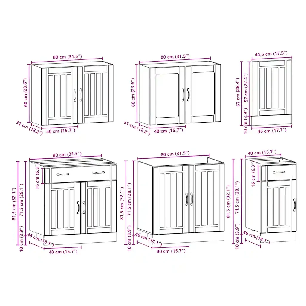 Set Mobili da Cucina 7 pz Kalmar Bianco Legno Multistrato 3314741 - Image 9