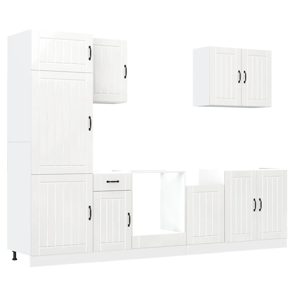 Set Mobili da Cucina 7 pz Lucca Bianco Legno Multistrato 3314771 - Image 2