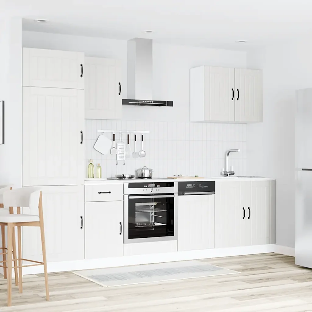 Set Mobili da Cucina 7 pz Lucca Bianco Legno Multistrato 3314771 - Image 3