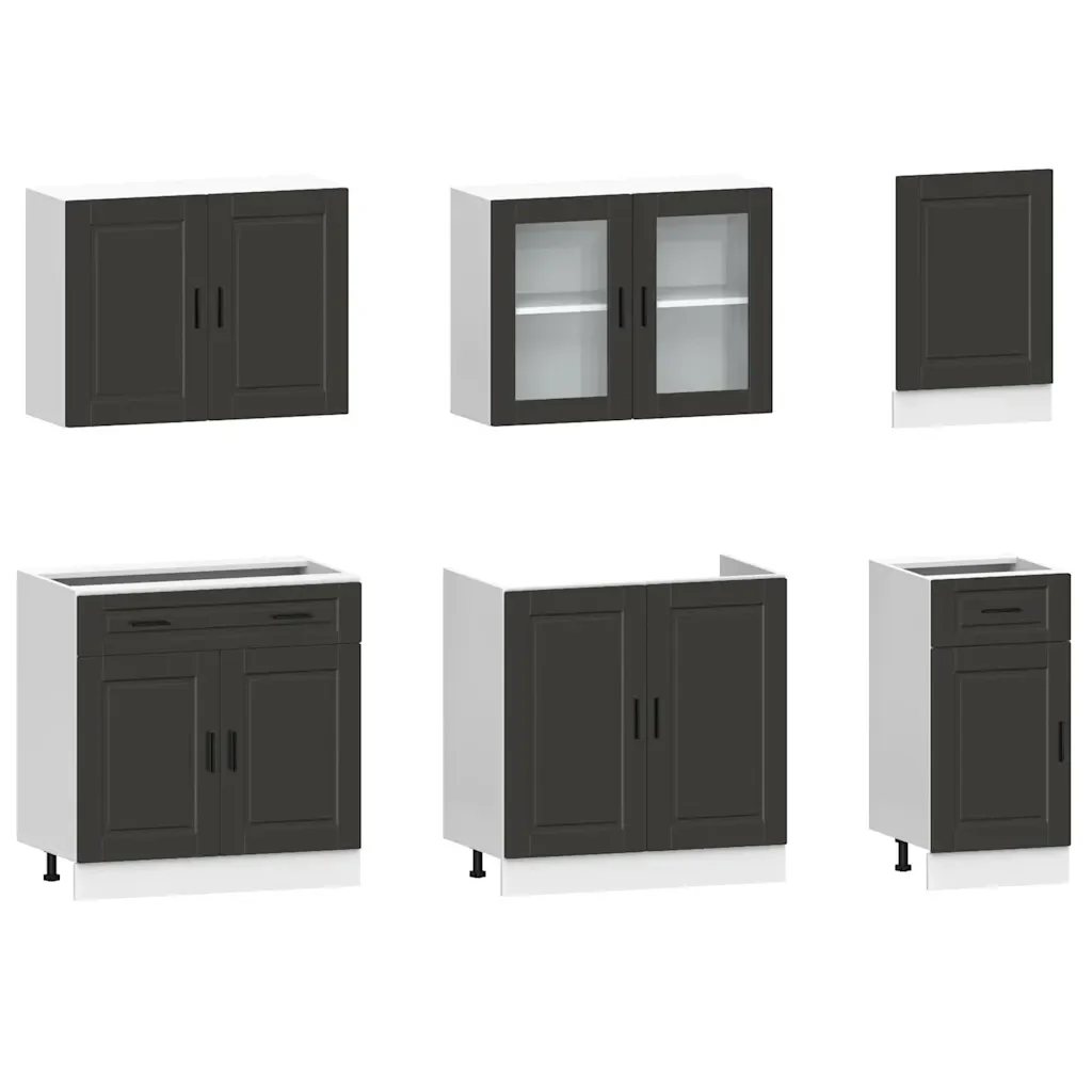 Set Mobili da Cucina 7 pz Porto Neri Legno Multistrato 3314752 - Image 4