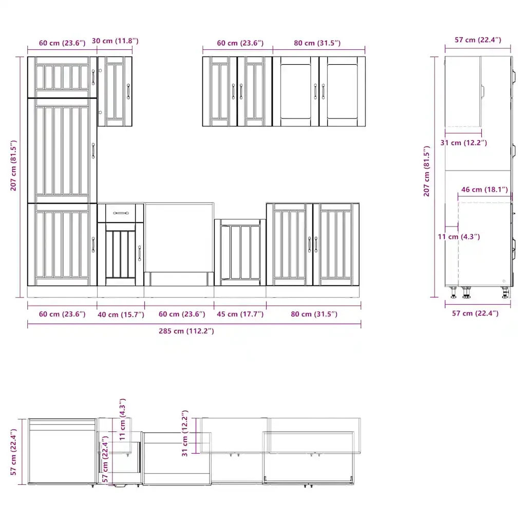 Set Mobili da Cucina 8 pz Lucca Bianco Legno Multistrato 3314801 - Image 8