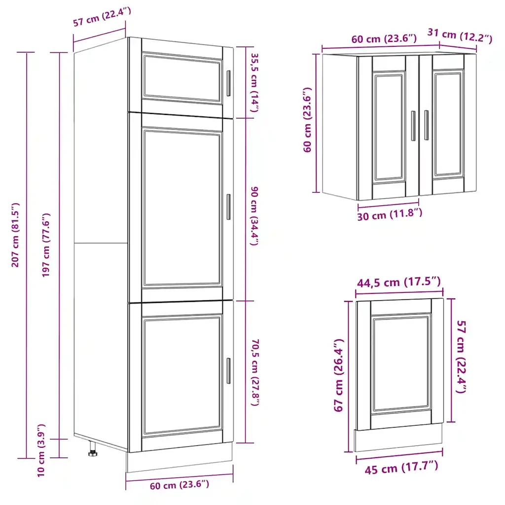 Set Mobili da Cucina 8 pz Porto Bianco Legno Multistrato 3314811 - Image 10