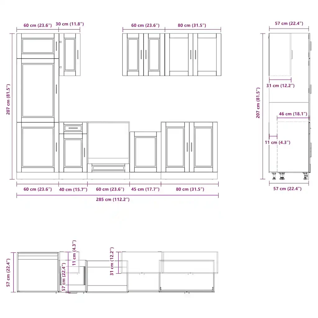 Set Mobili da Cucina 8 pz Porto Bianco Legno Multistrato 3314811 - Image 8