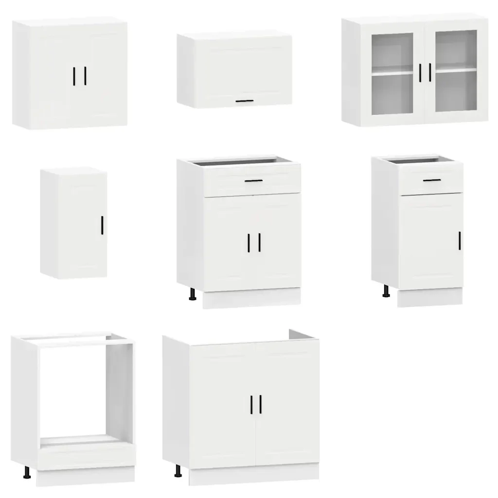 Set Mobili da Cucina 8 pz Porto Bianco Legno Multistrato 3314841 - Image 4