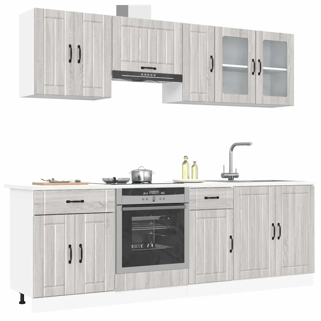 Set Mobili da Cucina 8 pz Kalmar Grigio Sonoma in Truciolato 3314837