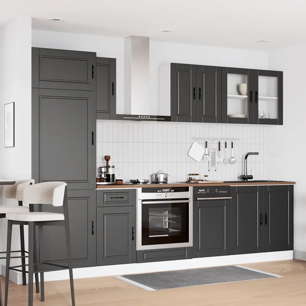 Set Mobili da Cucina 8 pz Porto Neri Legno Multistrato 3314812 - Image 3