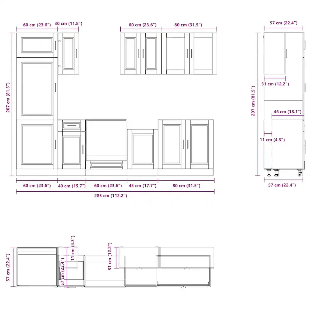 Set Mobili da Cucina 8 pz Kalmar Rovere Artigianale Truciolato 3314820 - Image 8