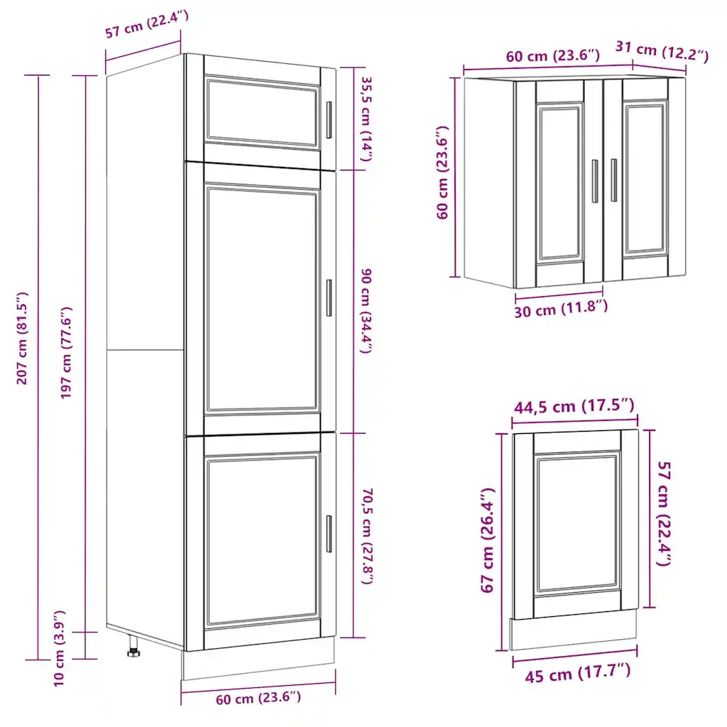 Set Mobili da Cucina 8 pz Porto Rovere Fumo Legno Multistrato 3314816 - Image 10