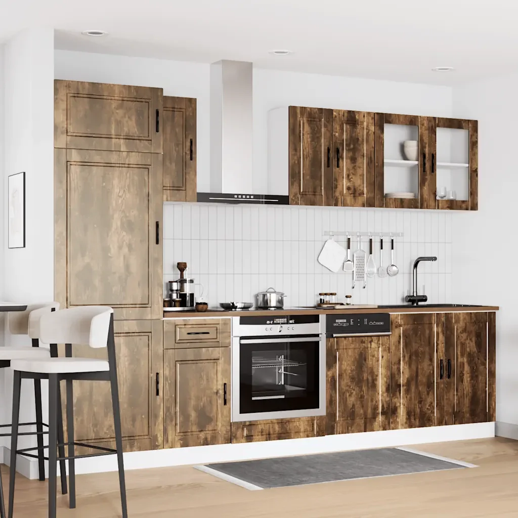 Set Mobili da Cucina 8 pz Porto Rovere Fumo Legno Multistrato 3314816 - Image 3