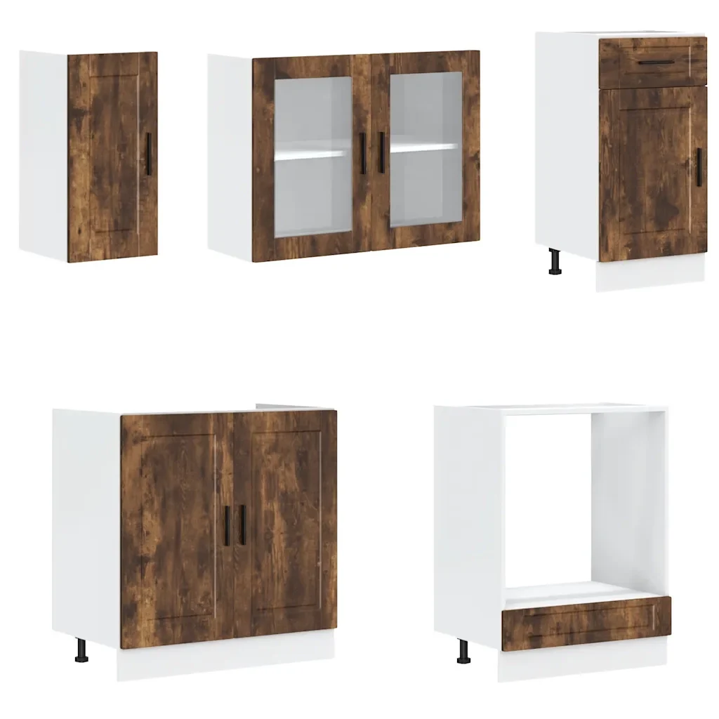 Set Mobili da Cucina 8 pz Porto Rovere Fumo Legno Multistrato 3314816 - Image 4