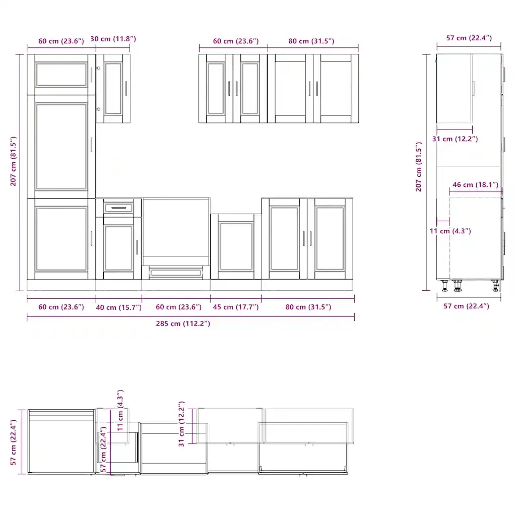 Set Mobili da Cucina 8 pz Porto Rovere Sonoma in Truciolato 3314814 - Image 8