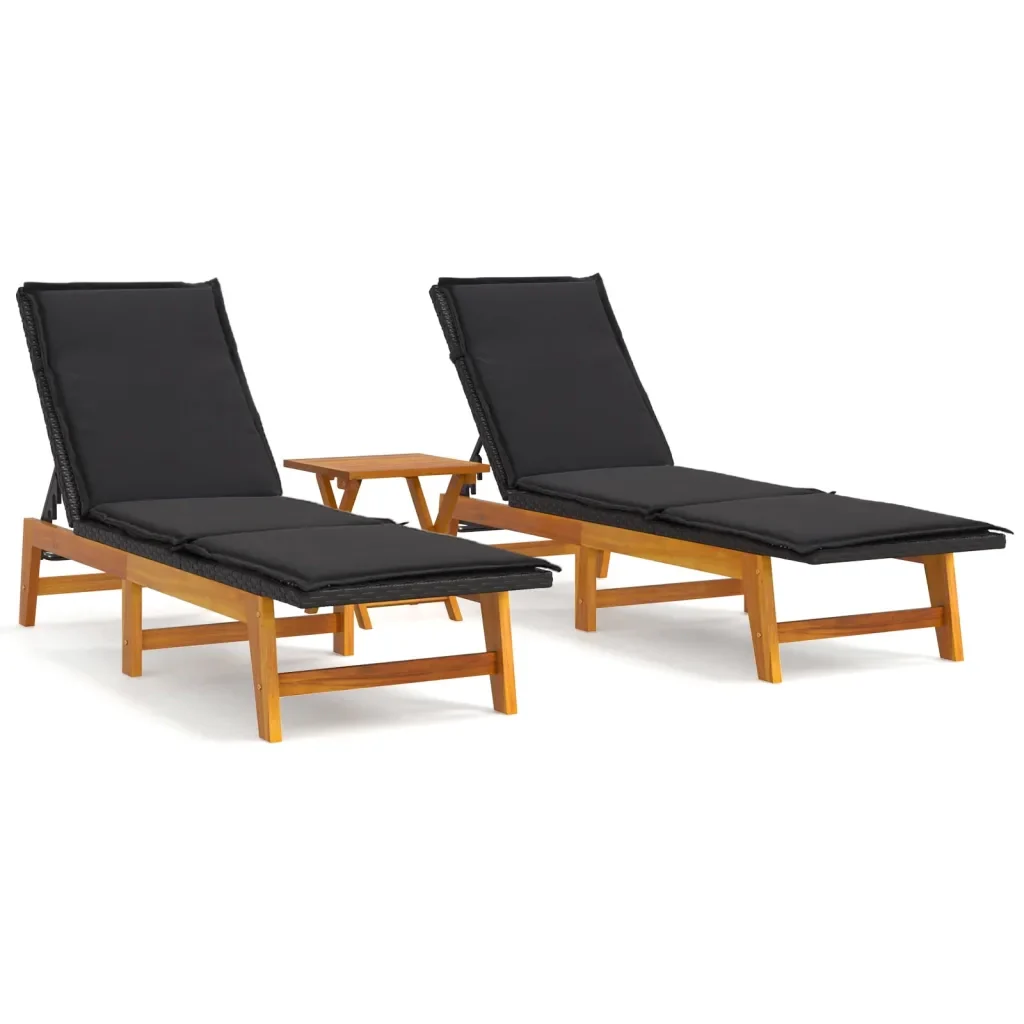 Set Mobili da Giardino 3 pz Polyrattan e Legno Massello Acacia 3154401 - Image 2