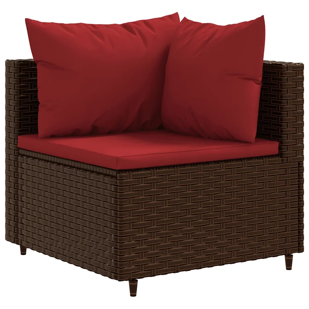 Set Mobili da Giardino 4 pz con Cuscini in Polyrattan Marrone 3308077 - Image 3