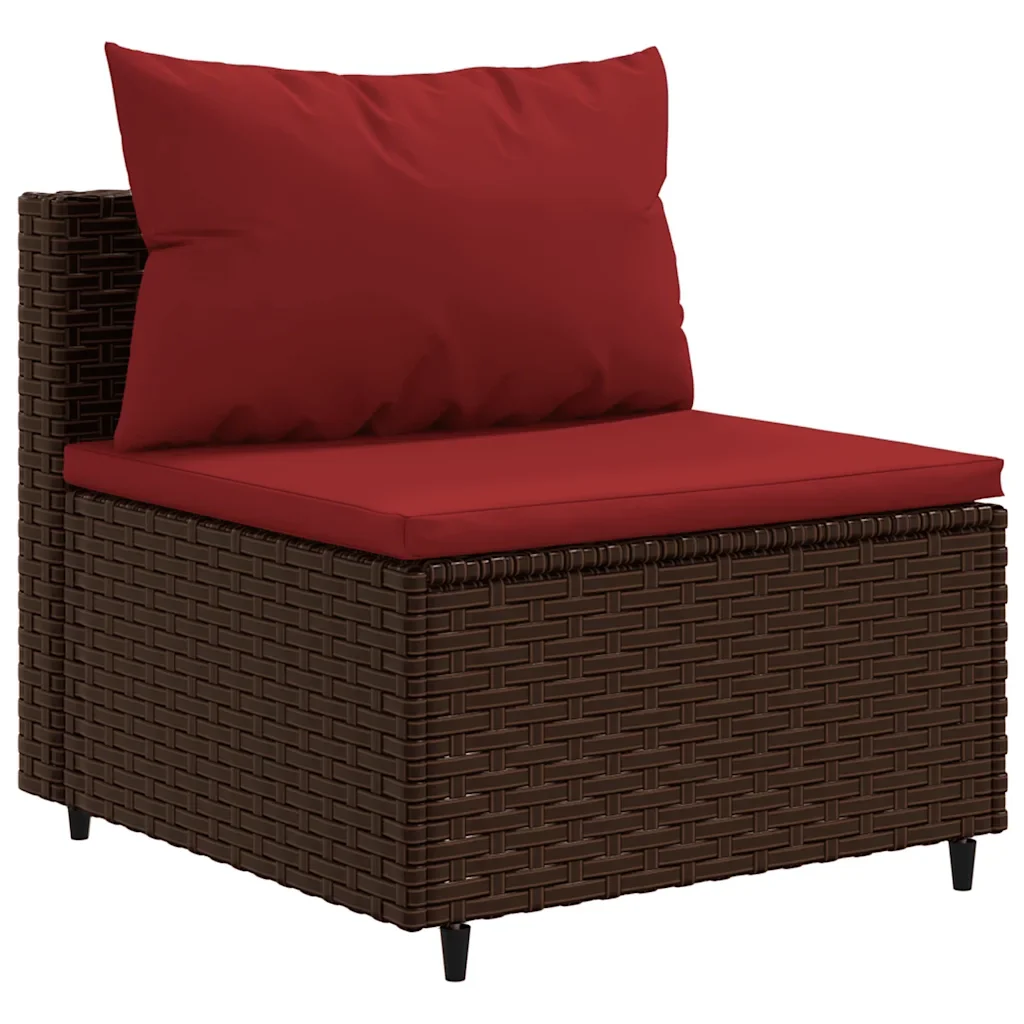 Set Mobili da Giardino 4 pz con Cuscini in Polyrattan Marrone 3308077 - Image 4