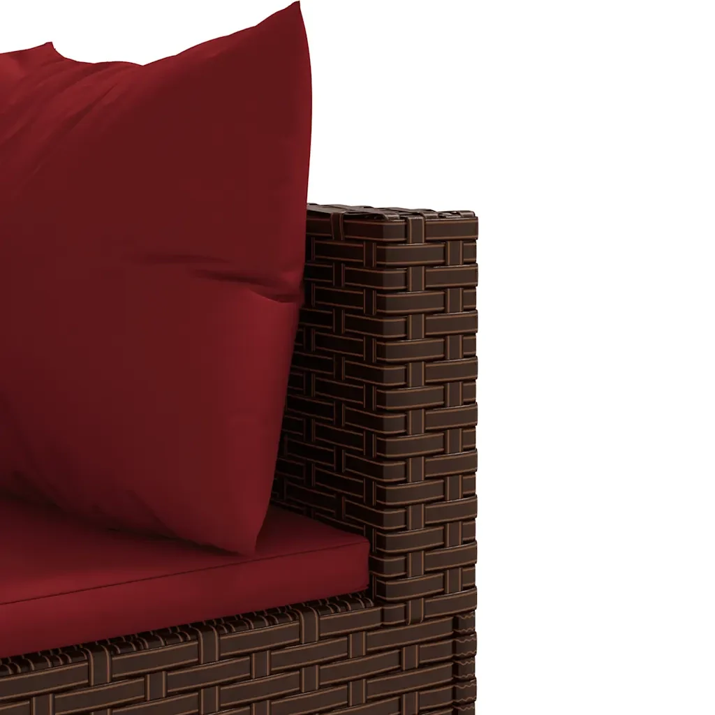 Set Mobili da Giardino 4 pz con Cuscini in Polyrattan Marrone 3308077 - Image 6