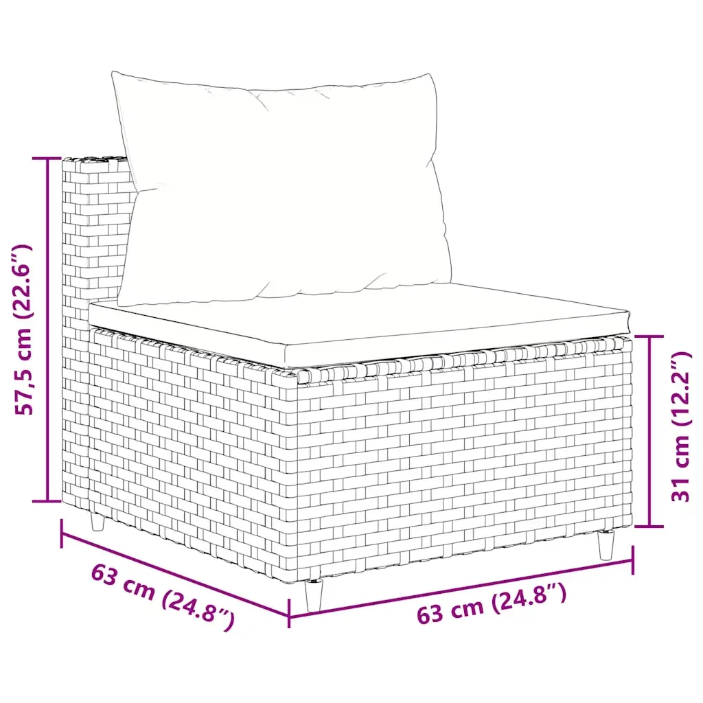 Set Mobili da Giardino 4 pz con Cuscini in Polyrattan Marrone 3308077 - Image 9