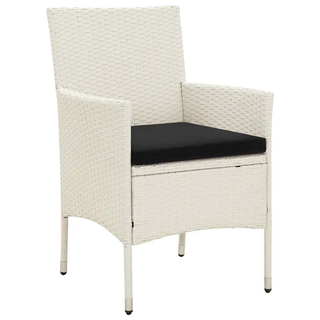 Set Mobili da Giardino 5 pz con Cuscini in Polyrattan Bianco 3094897 - Image 3