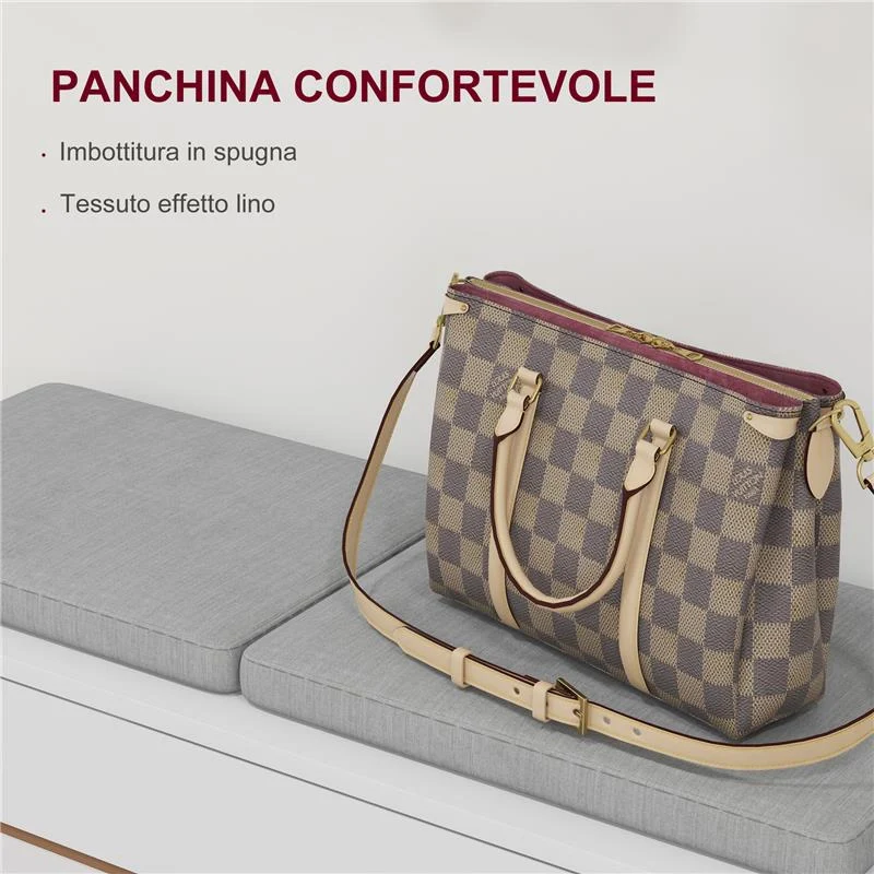 SET MOBILI DA INGRESSO CON APPENDIABITI, SPECCHIO, PANCA CON CUSCINI E SCARPIERA PER 8 PAIA DI SCARPE, BIANCO - Image 3
