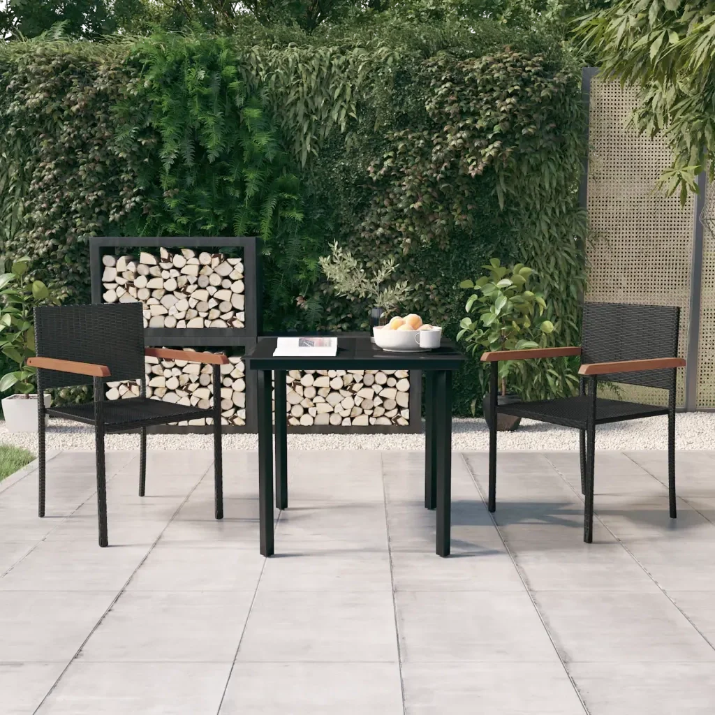 Set Mobili da Pranzo per Giardino 3 pz Nero 3099413