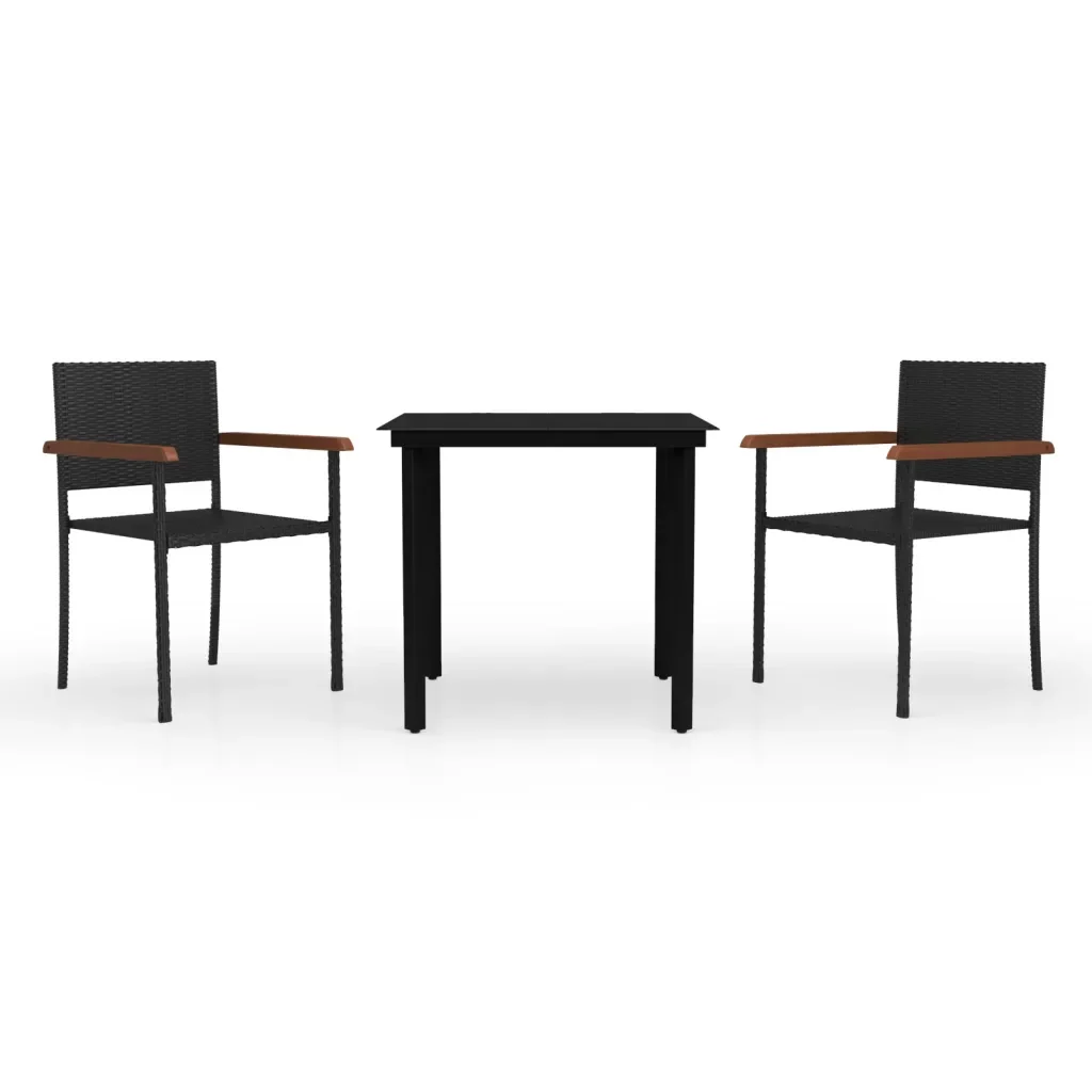 Set Mobili da Pranzo per Giardino 3 pz Nero 3099413 - Image 2