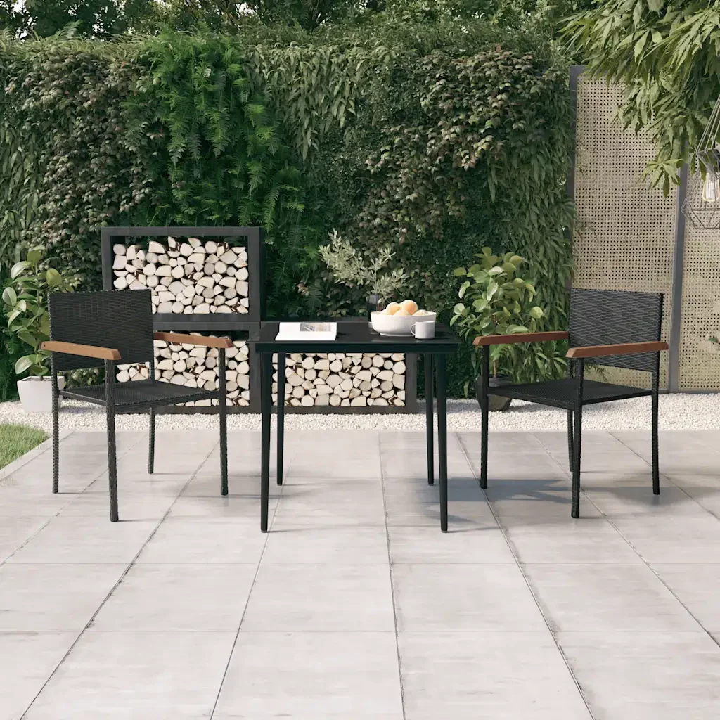 Set Mobili da Pranzo per Giardino 3 pz Nero 3099419