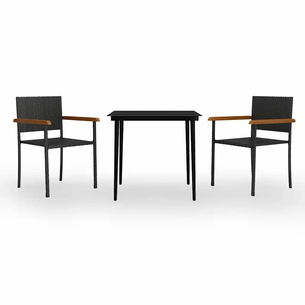 Set Mobili da Pranzo per Giardino 3 pz Nero 3099419 - Image 2