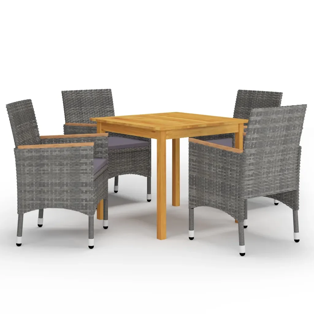 Set Mobili da Pranzo per Giardino 5 pz Grigio cod mxl 43013