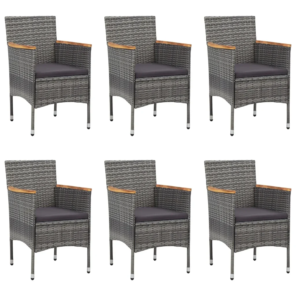 Set Mobili da Pranzo per Giardino 7 pz in Polyrattan Grigio 3070756 - Image 3
