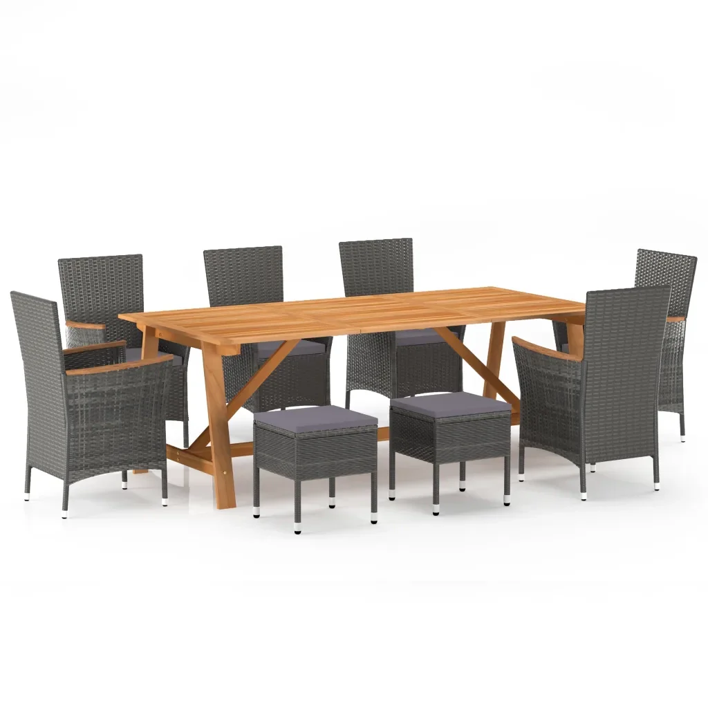 Set Mobili da Pranzo per Giardino 9 pz Grigio cod mxl 69221
