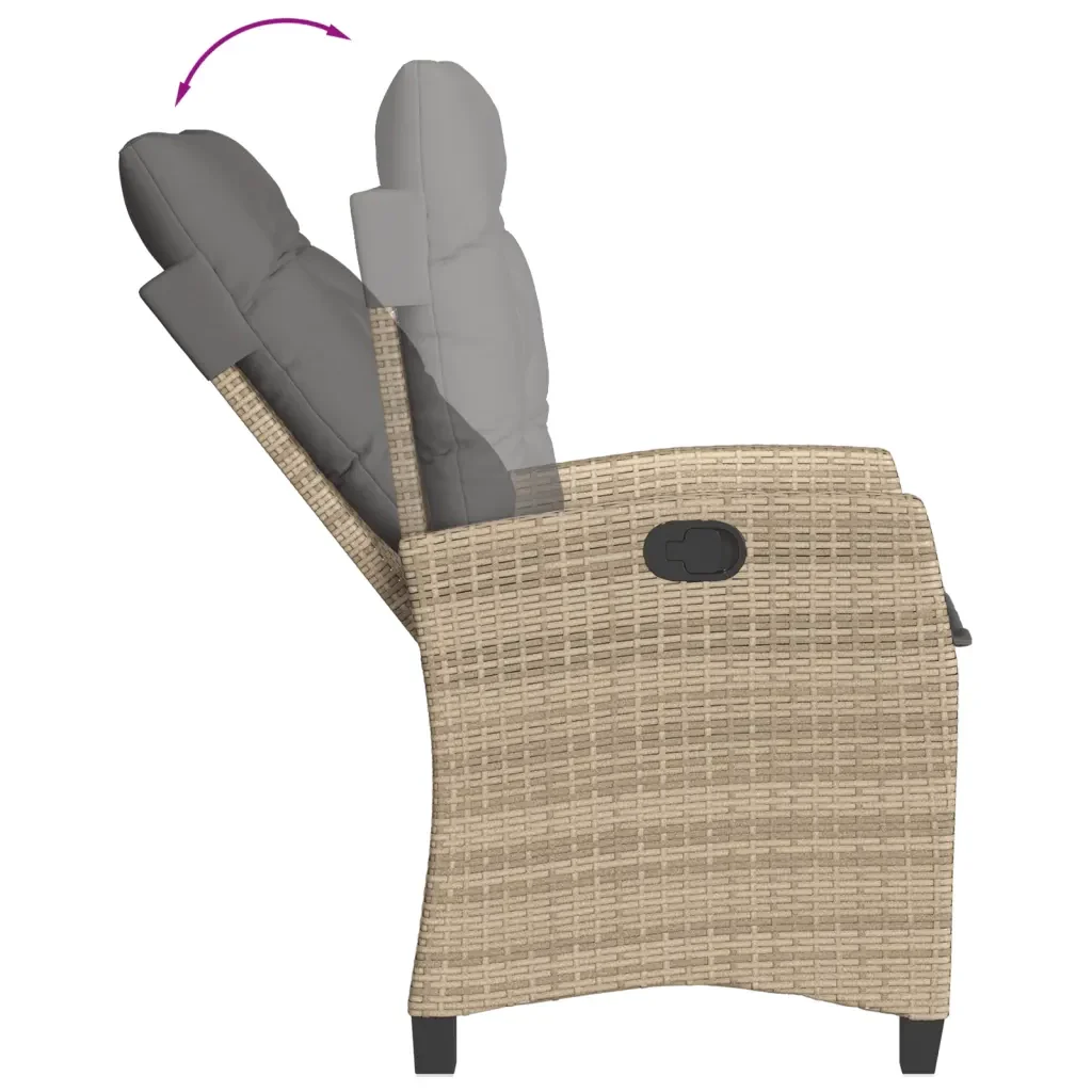 Set Pranzo da Giardino 5 pz con Cuscini Beige Misto Polyrattan - Image 5