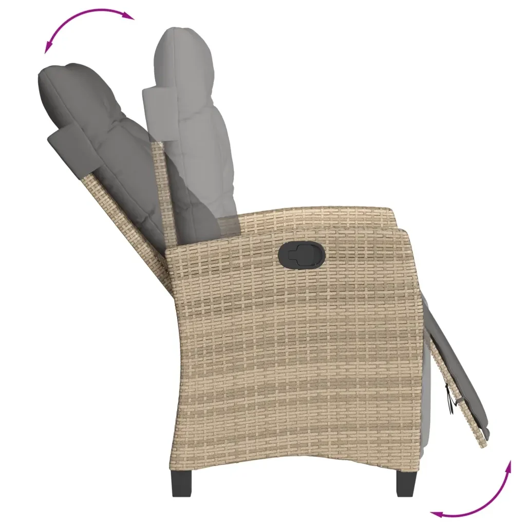 Set Pranzo da Giardino 5 pz con Cuscini Beige Misto Polyrattan - Image 6