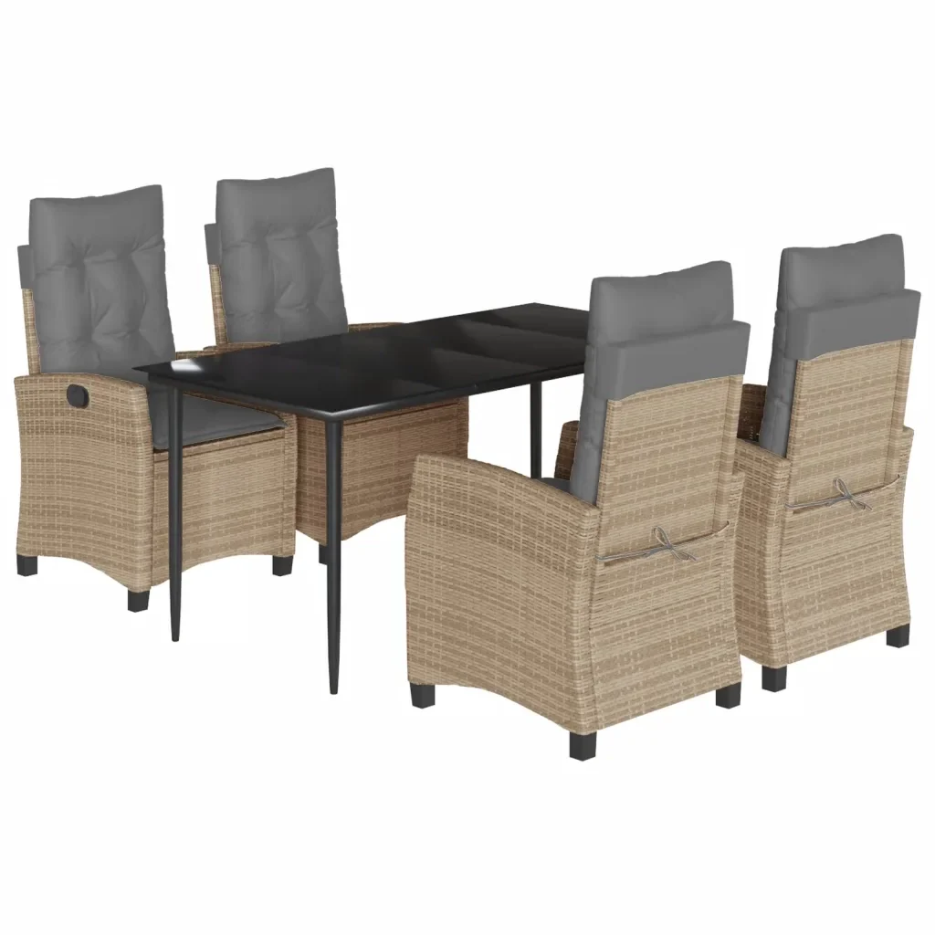Set Pranzo da Giardino 5 pz con Cuscini Beige Misto Polyrattan 3212826 - Image 2