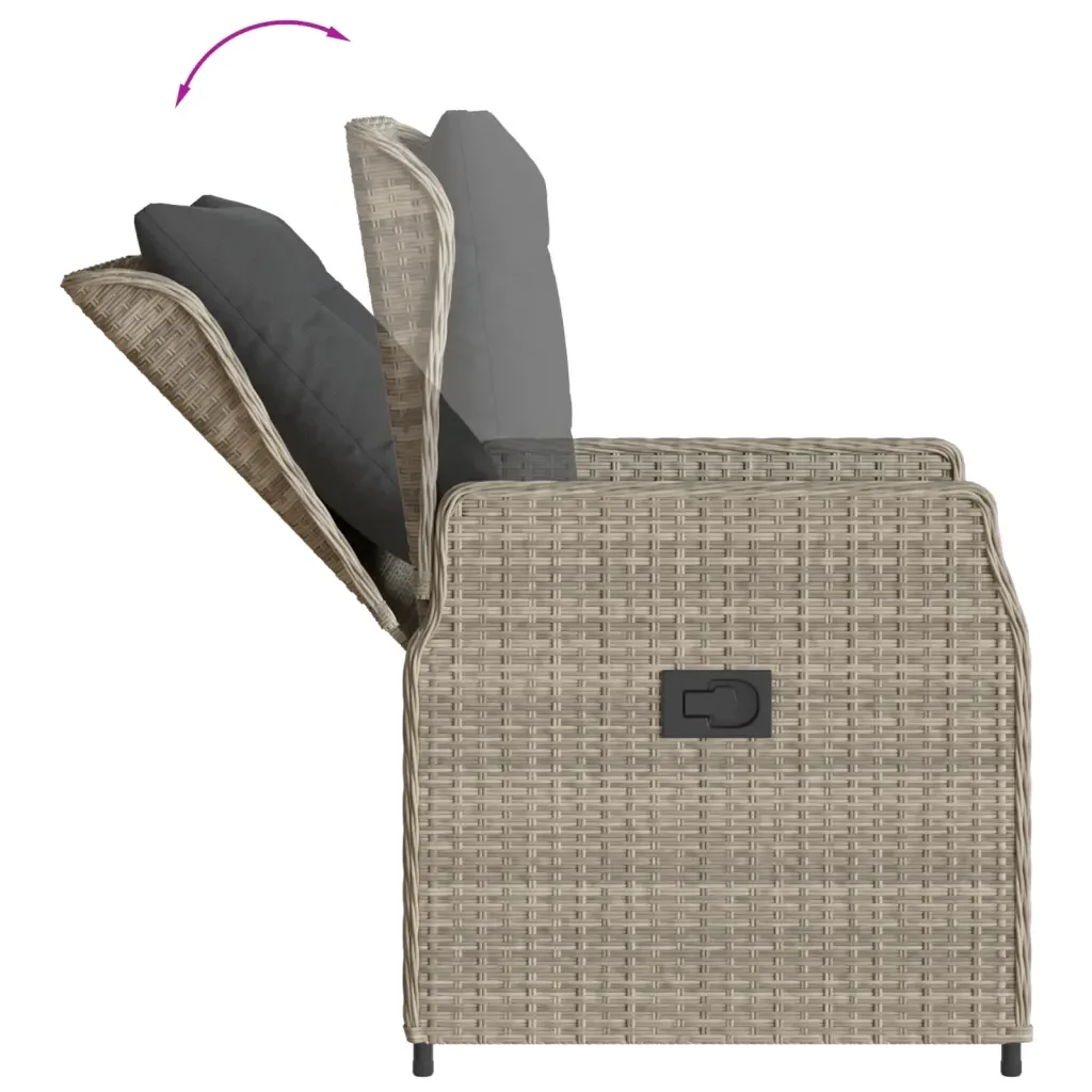 Set Pranzo da Giardino 5pz con Cuscini Grigio Chiaro Polyrattan 3262899 - Image 5