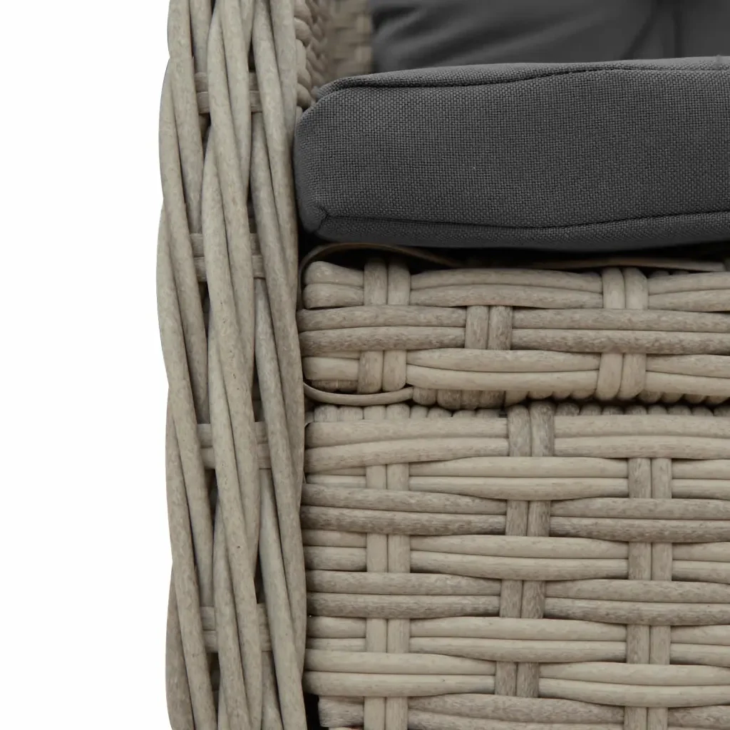 Set Pranzo da Giardino 5pz con Cuscini Grigio Chiaro Polyrattan 3262899 - Image 6