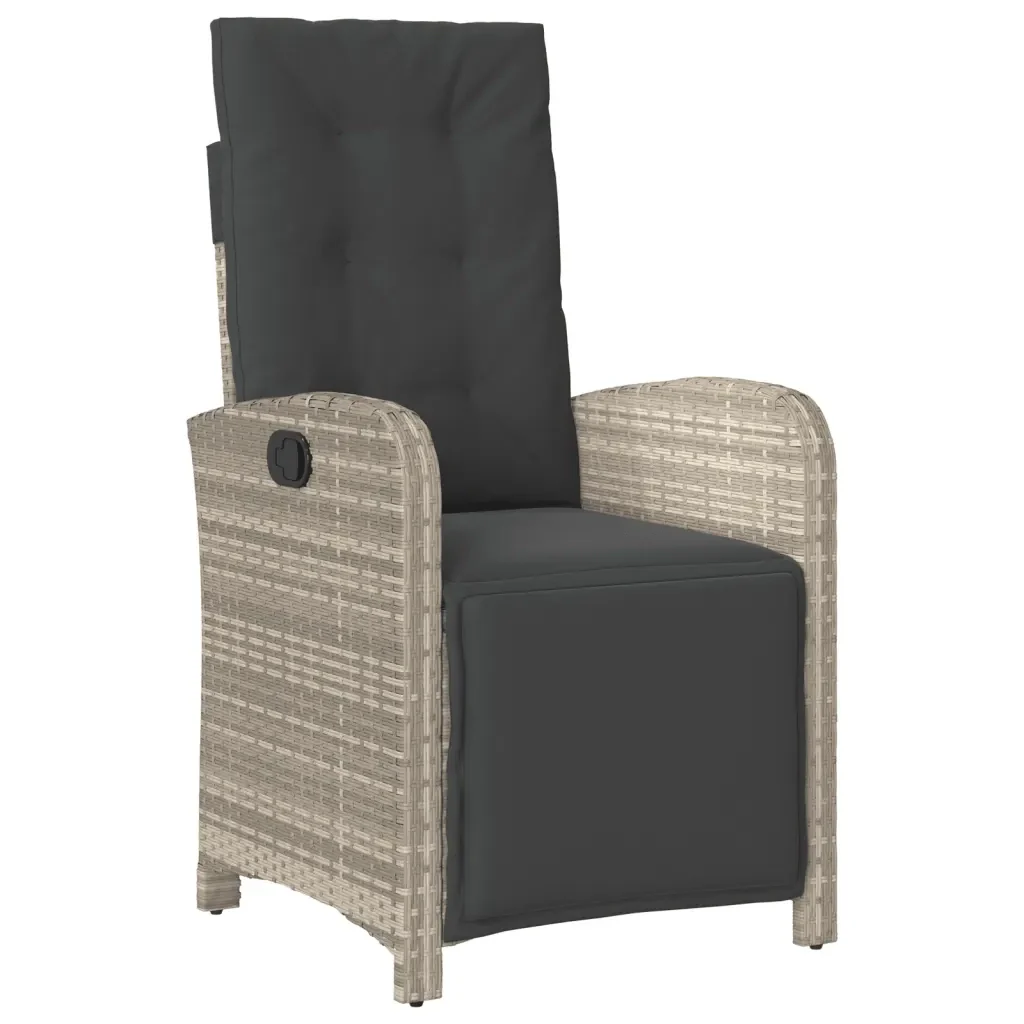 Set Pranzo da Giardino 5pz con Cuscini Grigio Chiaro Polyrattan - Image 3