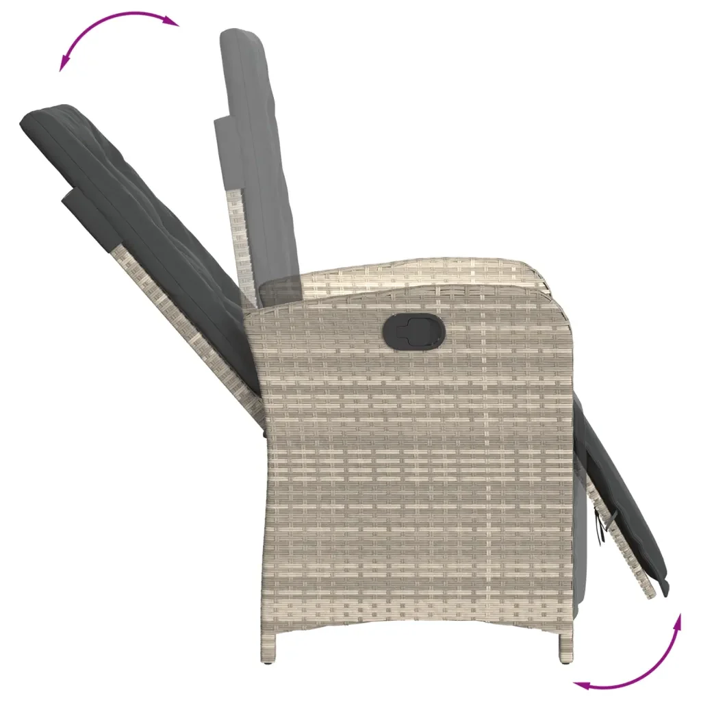 Set Pranzo da Giardino 5pz con Cuscini Grigio Chiaro Polyrattan - Image 4