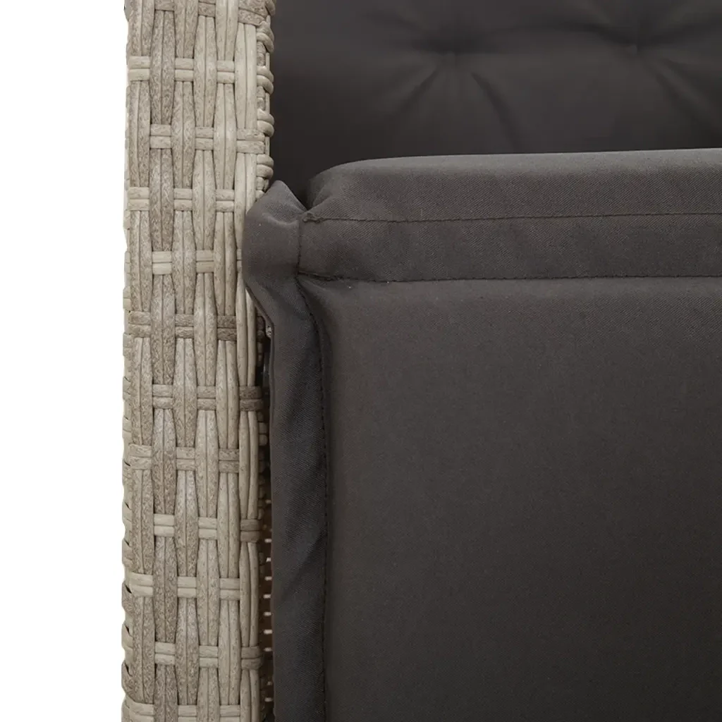 Set Pranzo da Giardino 5pz con Cuscini Grigio Chiaro Polyrattan - Image 5